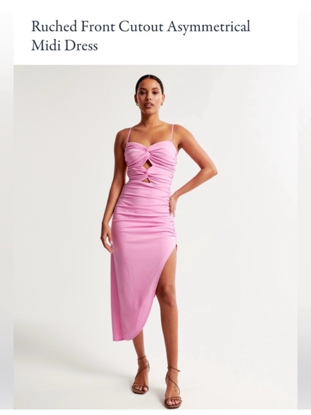 Abercrombie Ruched Front Cutout Asymmetrical Midi Dress - Size M